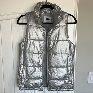 Old Navy Silver Puffer Vest - Womens XS